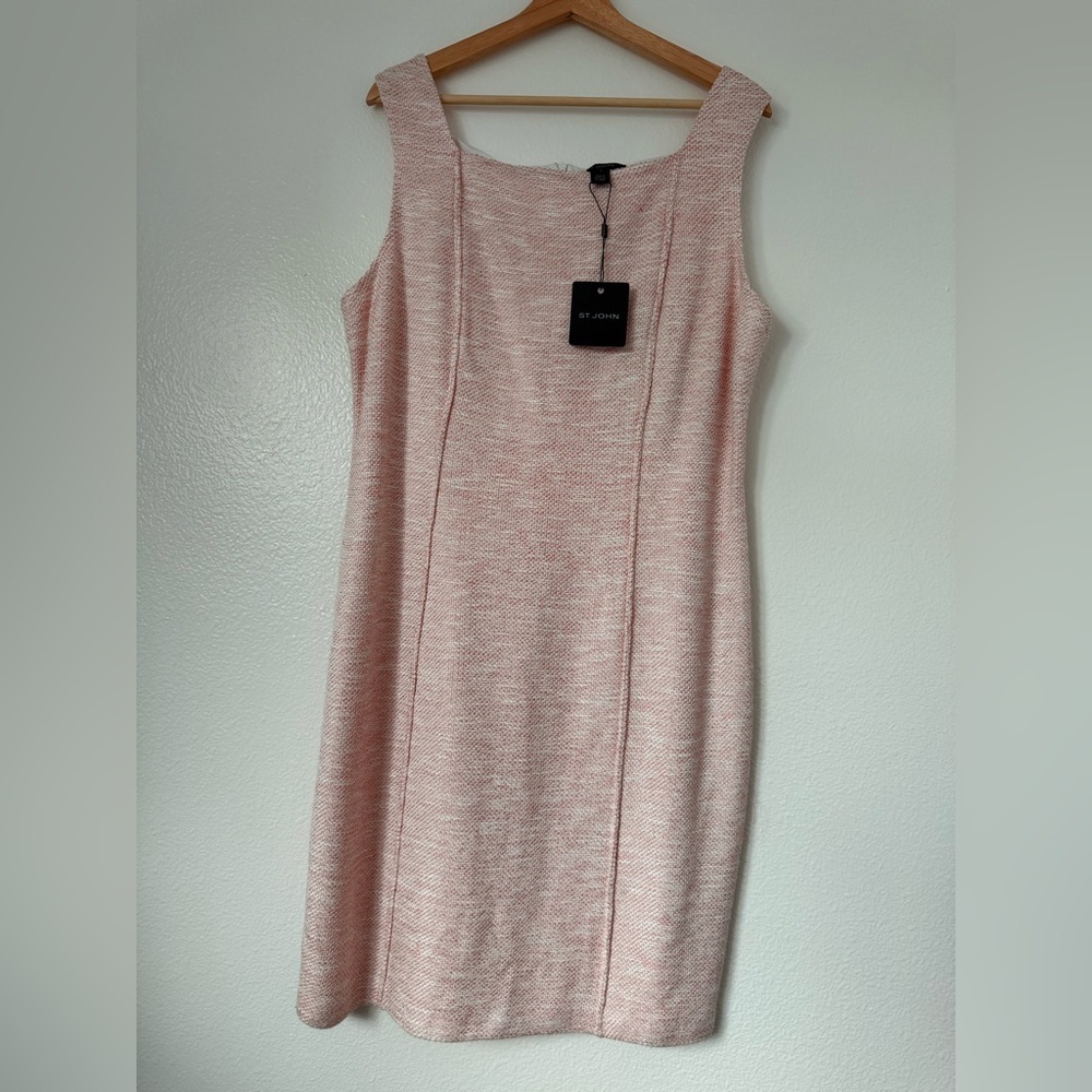 St. John Blush Textured Midi Dress women NWT Size 16